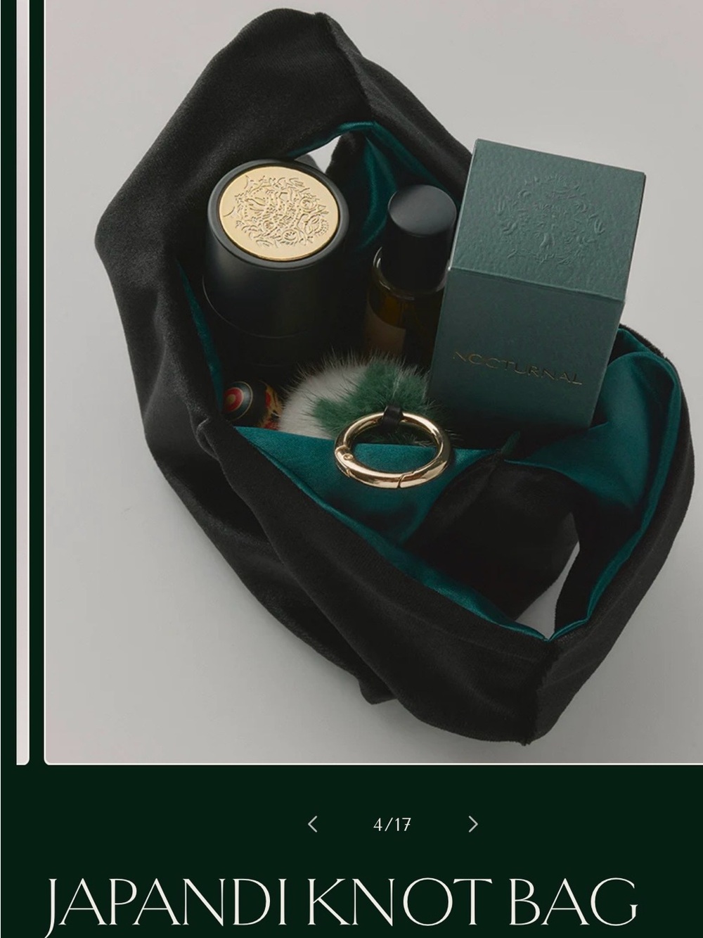 Nocturnal Japandi Knot Bag - Scandinavian Green Velvet - Picture 5 of 6